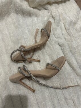 H&M Nude Rhinestone Strap High Heel Sandals